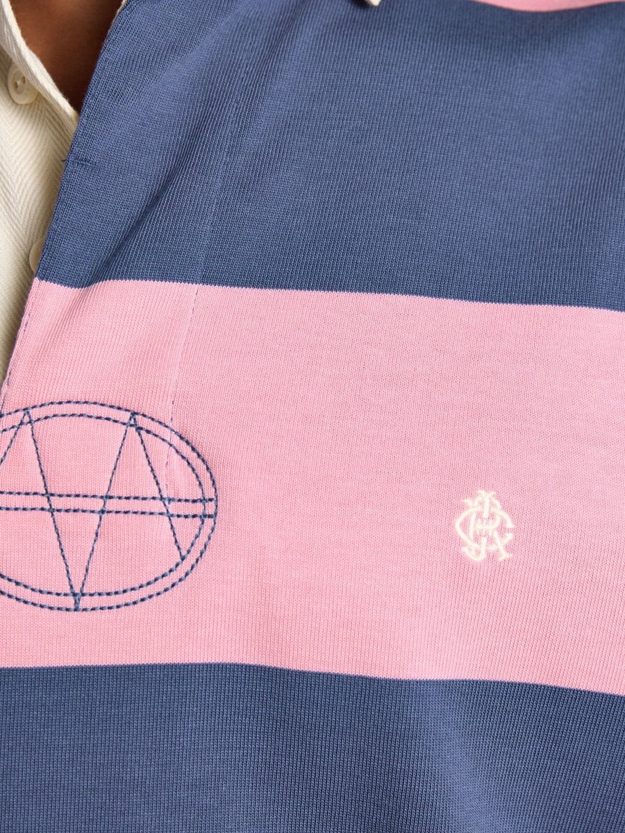 Pink/Blue Striped Long Sleeve Rugby Shirt - RUTHERFORD & Co