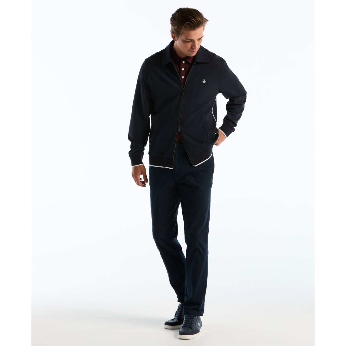 Piped Track Jacket In Dark Sapphire - RUTHERFORD & Co