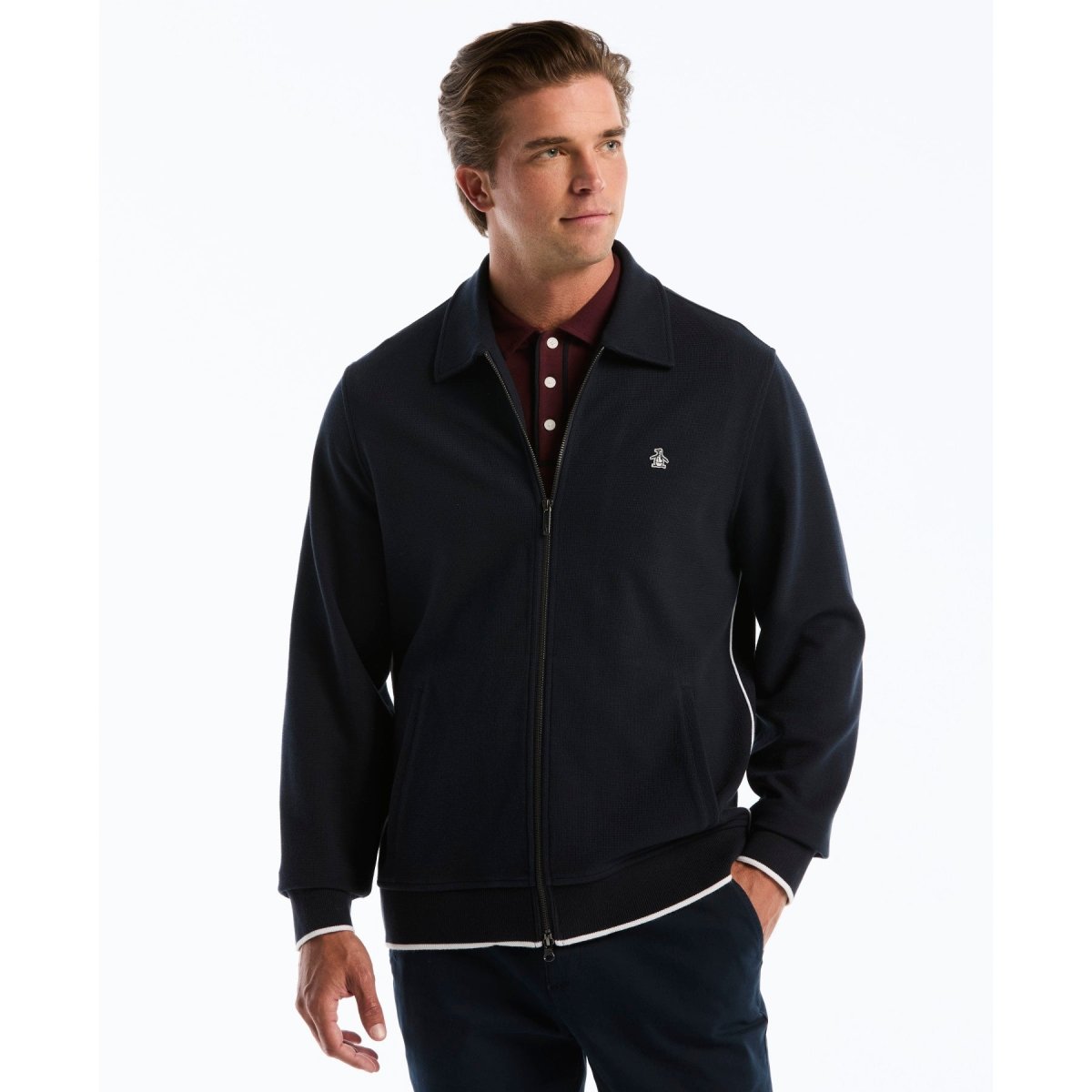 Piped Track Jacket In Dark Sapphire - RUTHERFORD & Co