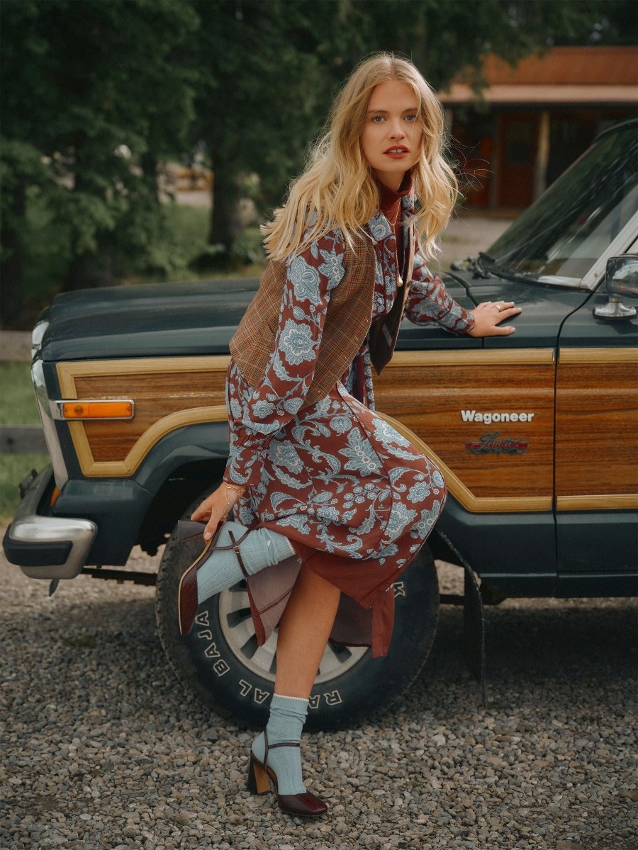 Piper Western Shirt Dress - Chocolate Placement Print - RUTHERFORD & Co