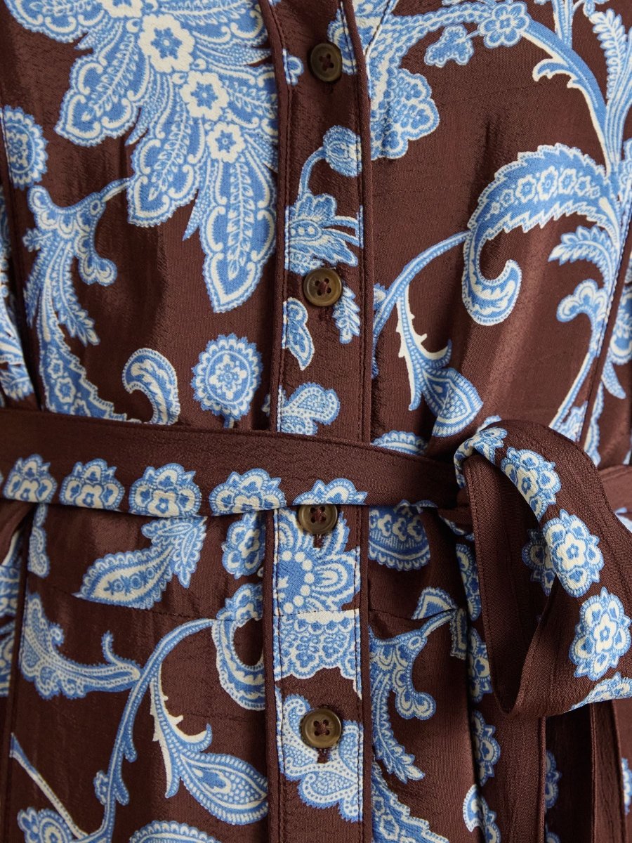 Piper Western Shirt Dress - Chocolate Placement Print - RUTHERFORD & Co