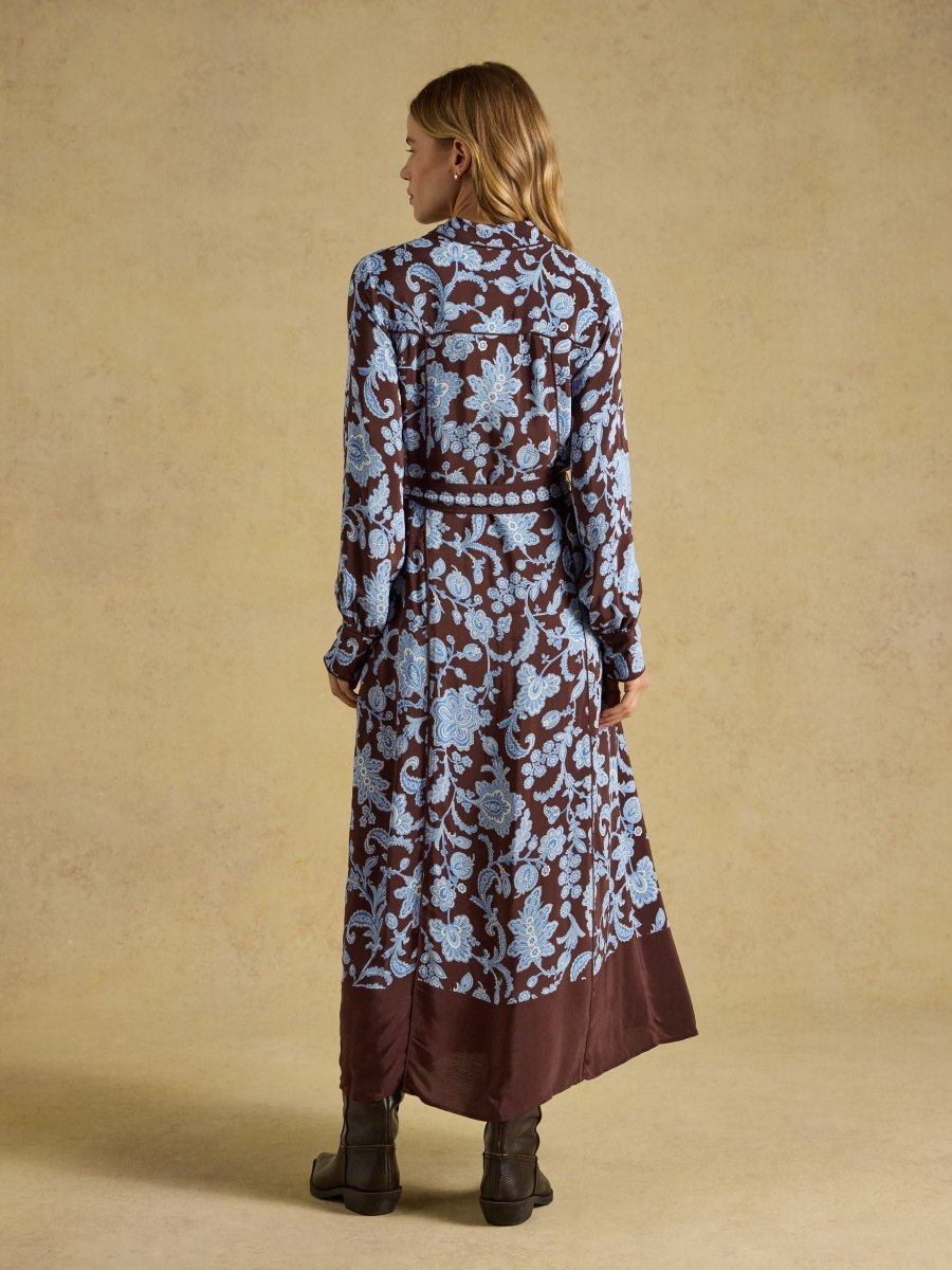 Piper Western Shirt Dress - Chocolate Placement Print - RUTHERFORD & Co