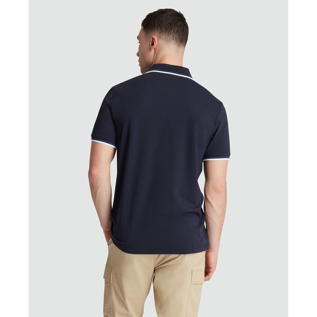 Pique Sticker Pete Tipped Polo Shirt In Dark Sapphire - RUTHERFORD & Co