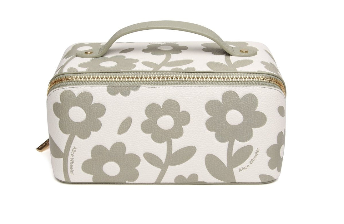 Pistachio Floral Train Case - RUTHERFORD & Co