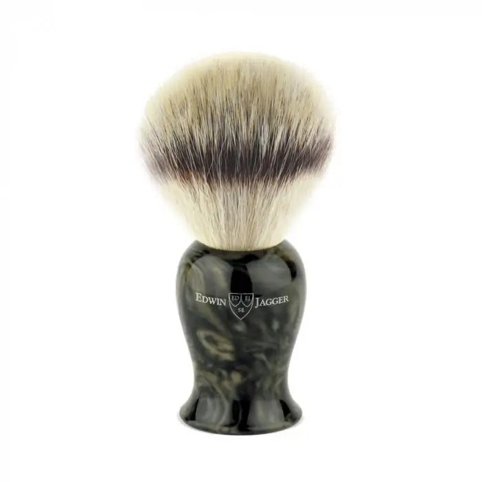 Plaza Imitation Black Marble Synthetic Silver Tip Shaving Brush - RUTHERFORD & Co