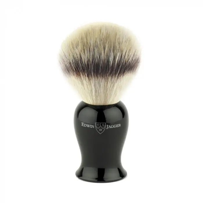 Plaza Imitation Ebony Synthetic Silver Tip Shaving Brush - RUTHERFORD & Co