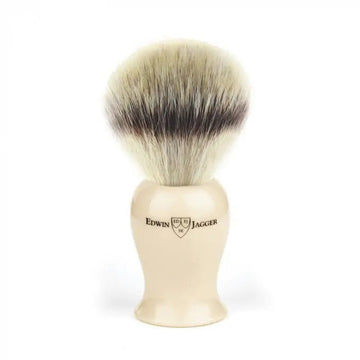 Plaza Imitation Ivory Synthetic Silver Tip Shaving Brush - RUTHERFORD & Co