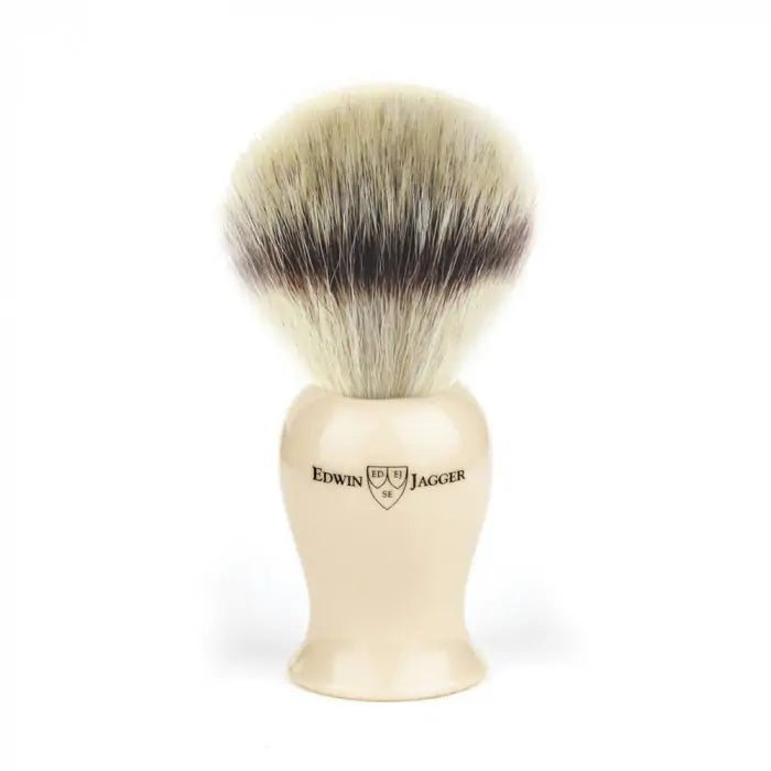 Plaza Imitation Ivory Synthetic Silver Tip Shaving Brush - RUTHERFORD & Co