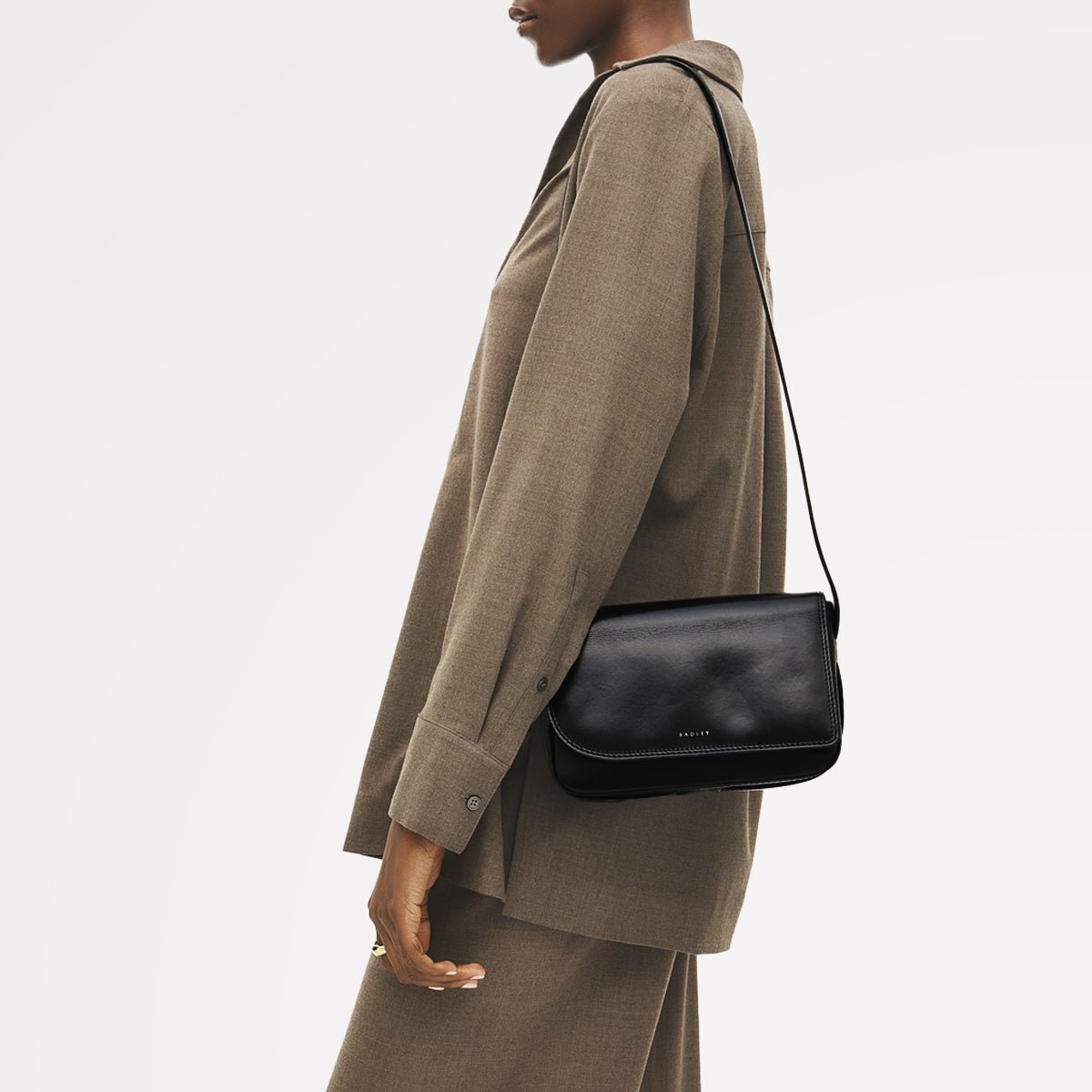 Pocket Street Small Flapover Cross Body Black - RUTHERFORD & Co