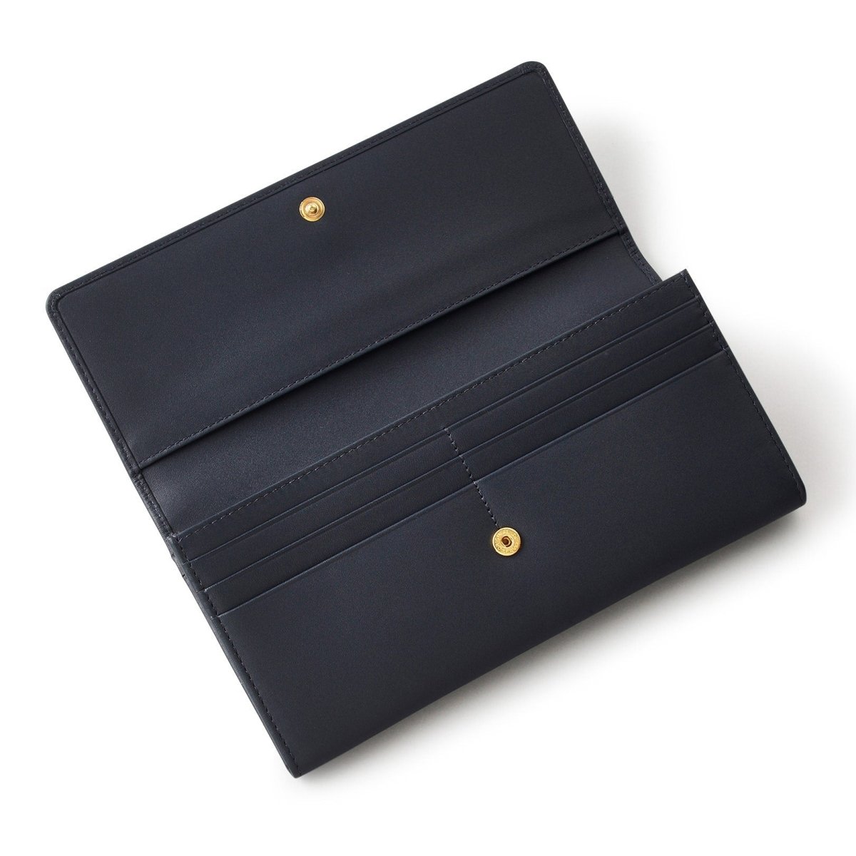 Pockets Leather Large Flapover Wallet In Ink - RUTHERFORD & Co