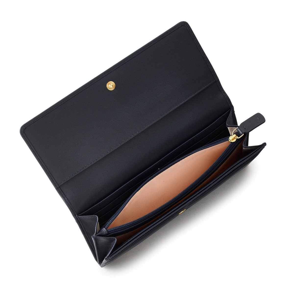 Pockets Leather Large Flapover Wallet In Ink - RUTHERFORD & Co