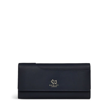 Pockets Leather Large Flapover Wallet In Ink - RUTHERFORD & Co