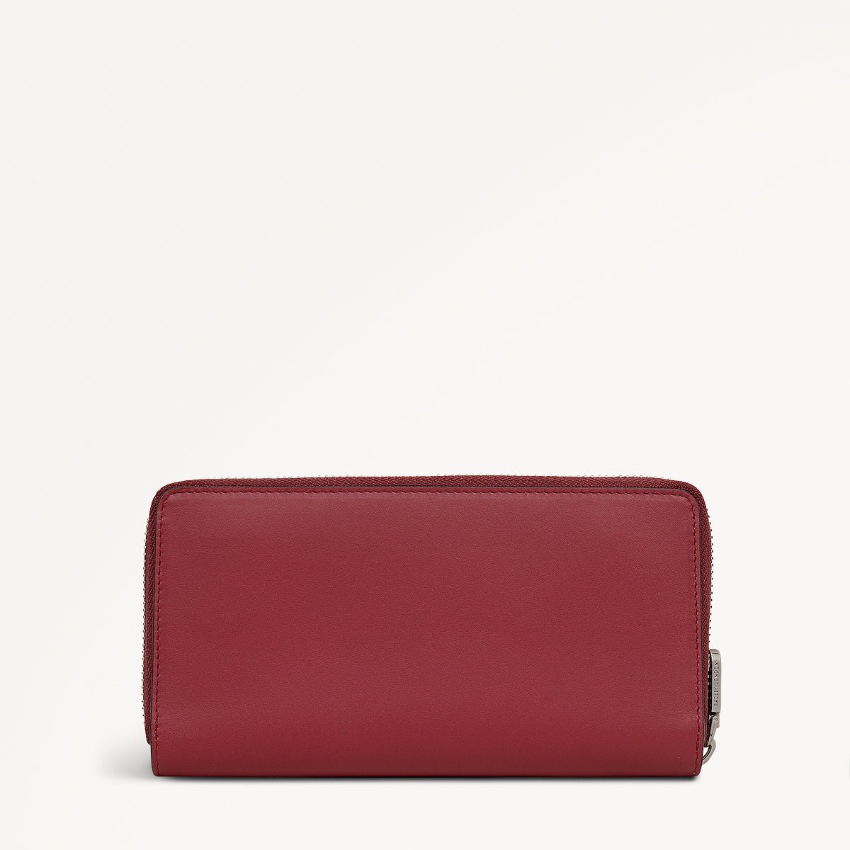 Pockets Leather Large Zip Around Wallet In Carmine - RUTHERFORD & Co