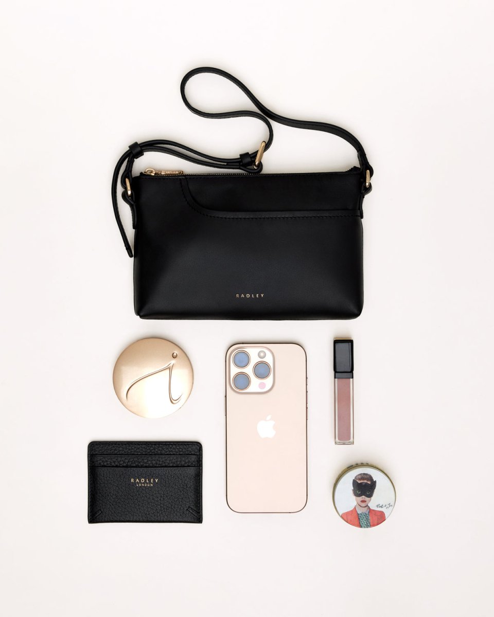 Pockets Leather Mini Ziptop Ew Shoulder Bag In Evenfall - RUTHERFORD & Co