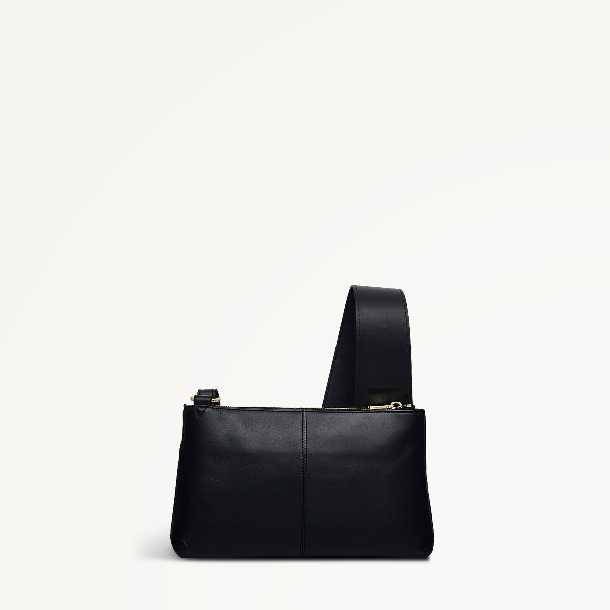 Pockets Leather Small Ziptop Crossbody Bag In Black - RUTHERFORD & Co