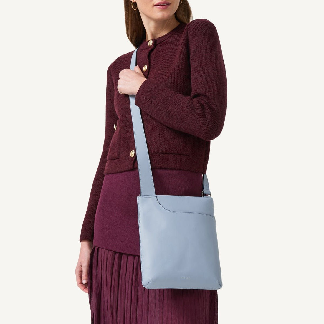 POCKETS/SMOKE BLUE/MEDIUM ZIPTOP CROSSBODY - RUTHERFORD & Co