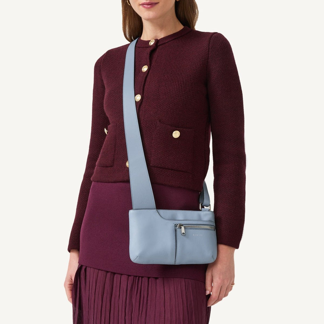 POCKETS/SMOKE BLUE/MINI ZIPTOP CROSSBODY - RUTHERFORD & Co