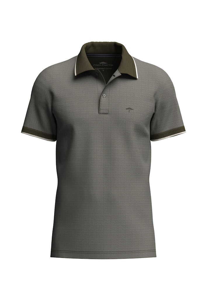 Polo, 2 - Tone, Piquee Dark Khaki - RUTHERFORD & Co