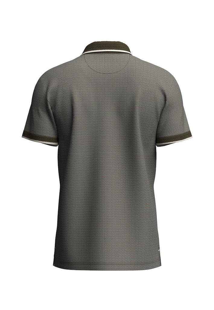 Polo, 2 - Tone, Piquee Dark Khaki - RUTHERFORD & Co