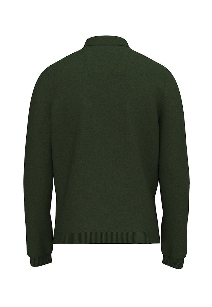 Polo, Longlseeve, Structure Dark Khaki - RUTHERFORD & Co