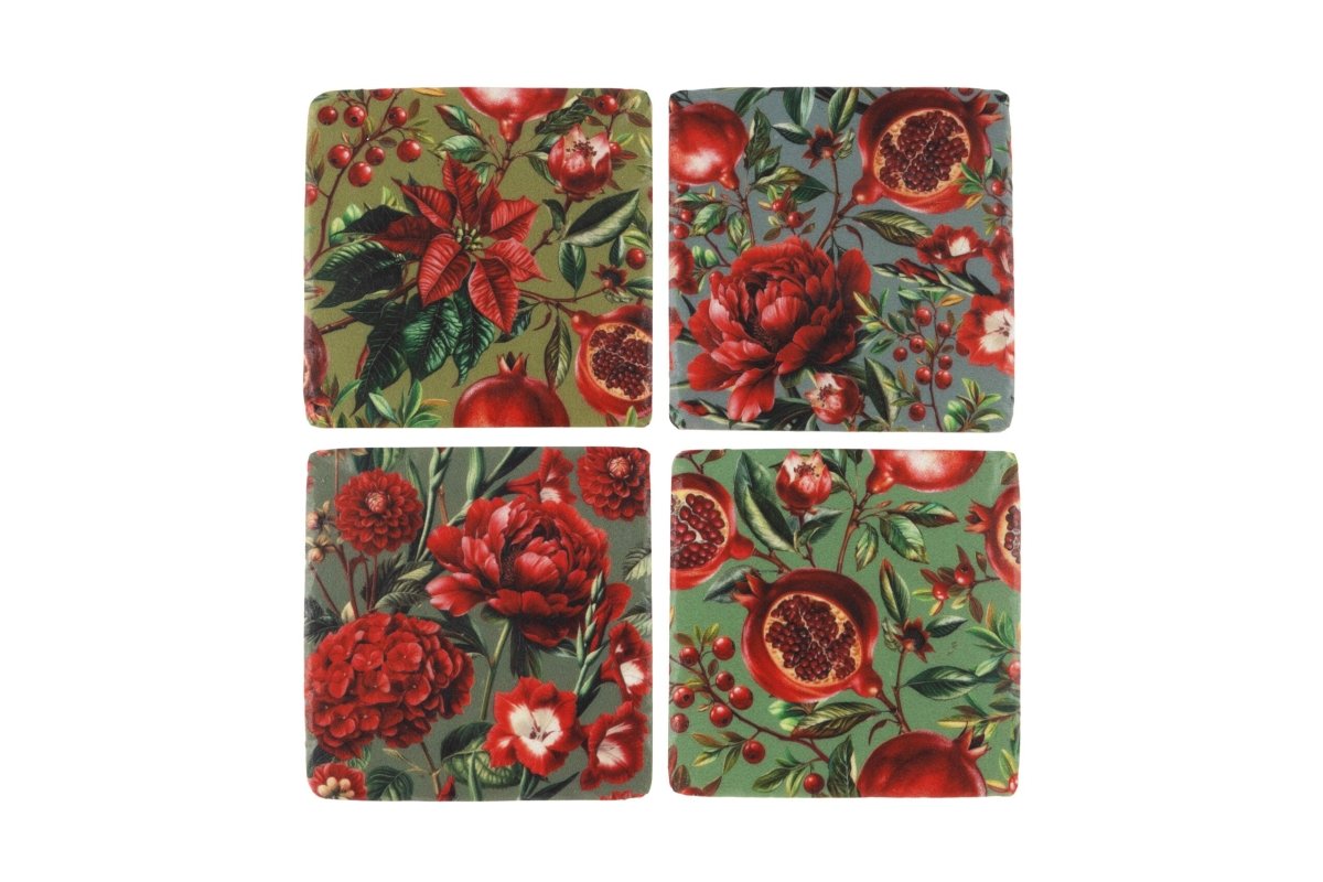 Pomegranate Coasters Set of 4 - RUTHERFORD & Co