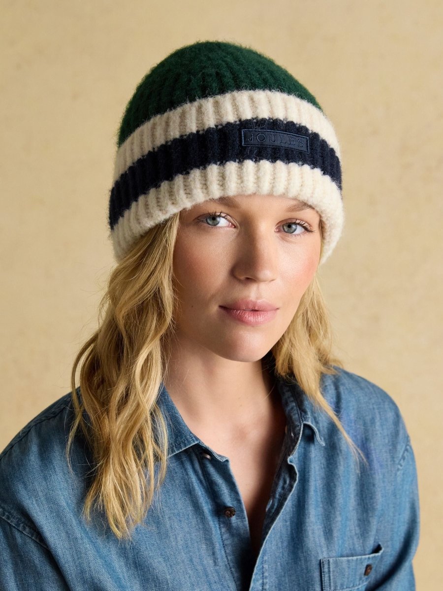 Popley Green Blue Stripe Beanie - RUTHERFORD & Co