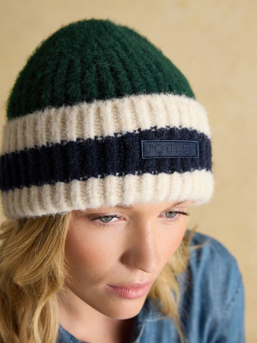 Popley Green Blue Stripe Beanie - RUTHERFORD & Co