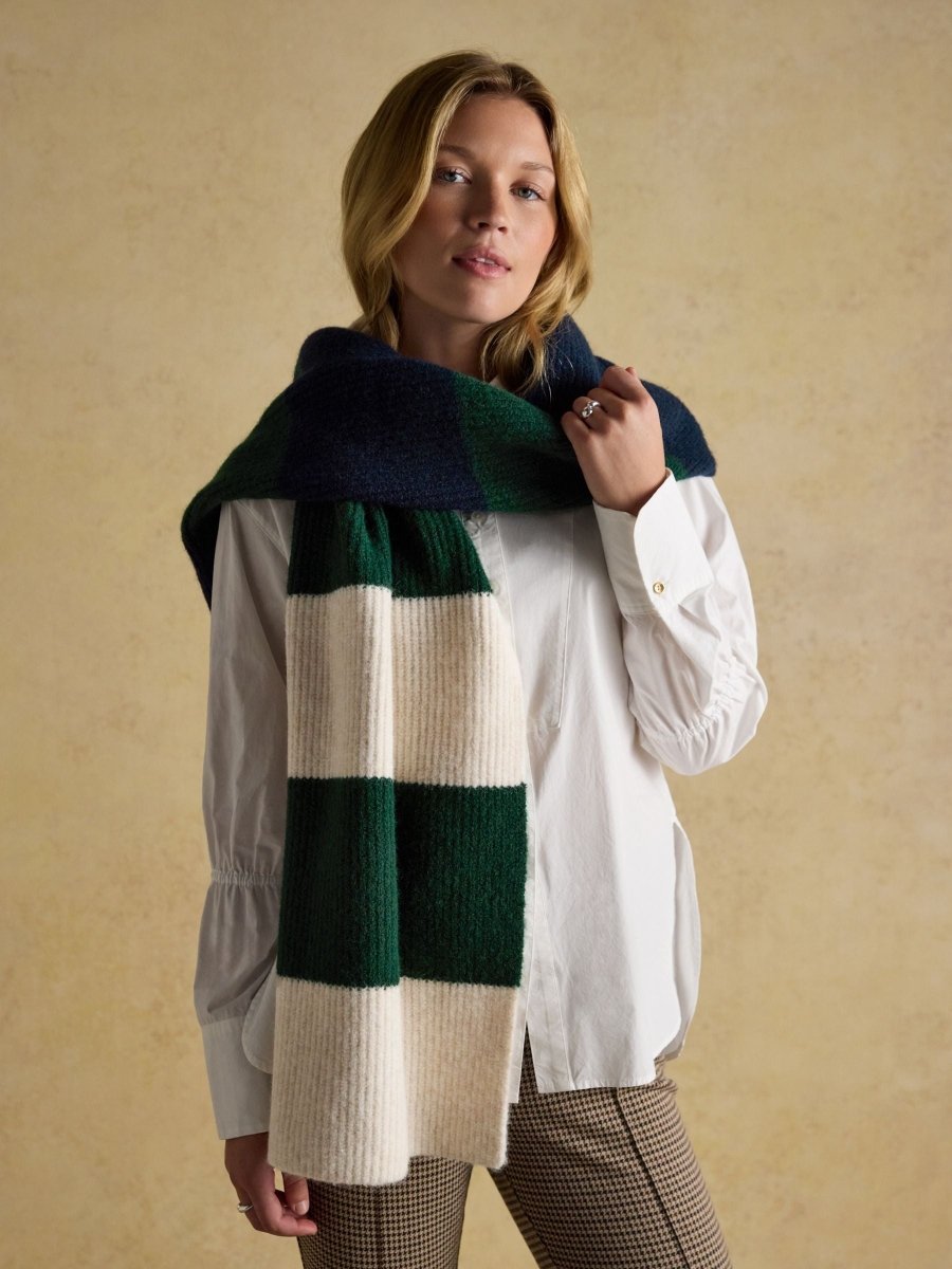 Popley Green/Blue Stripe Scarf - RUTHERFORD & Co