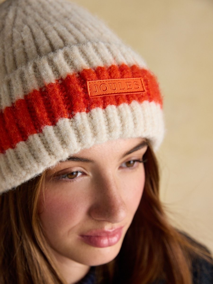 Popley Orange Neutral Stripe Beanie - RUTHERFORD & Co