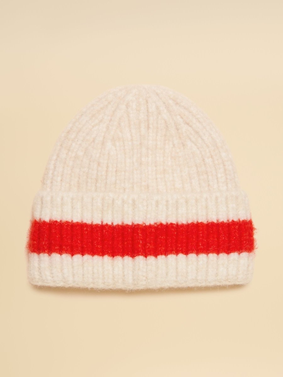 Popley Orange Neutral Stripe Beanie - RUTHERFORD & Co
