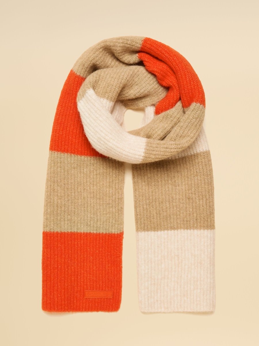 Popley Orange & Neutral Stripe Scarf - RUTHERFORD & Co