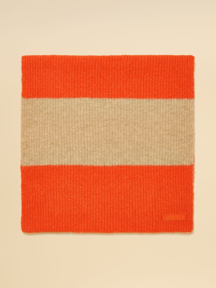Popley Orange & Neutral Stripe Scarf - RUTHERFORD & Co