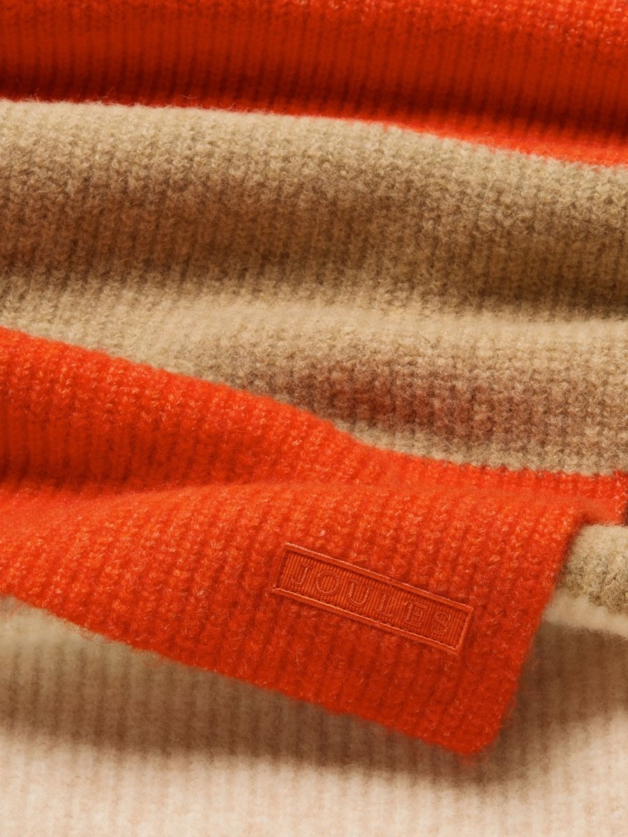 Popley Orange & Neutral Stripe Scarf - RUTHERFORD & Co