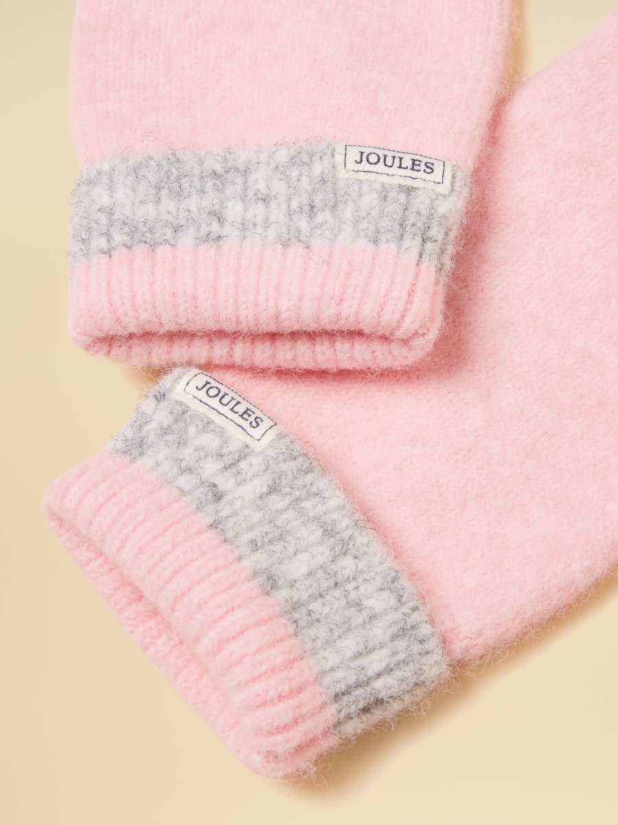 Popley Pink & Grey Knitted Gloves - RUTHERFORD & Co