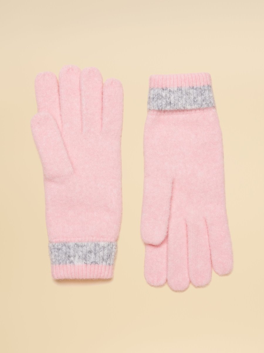 Popley Pink & Grey Knitted Gloves - RUTHERFORD & Co