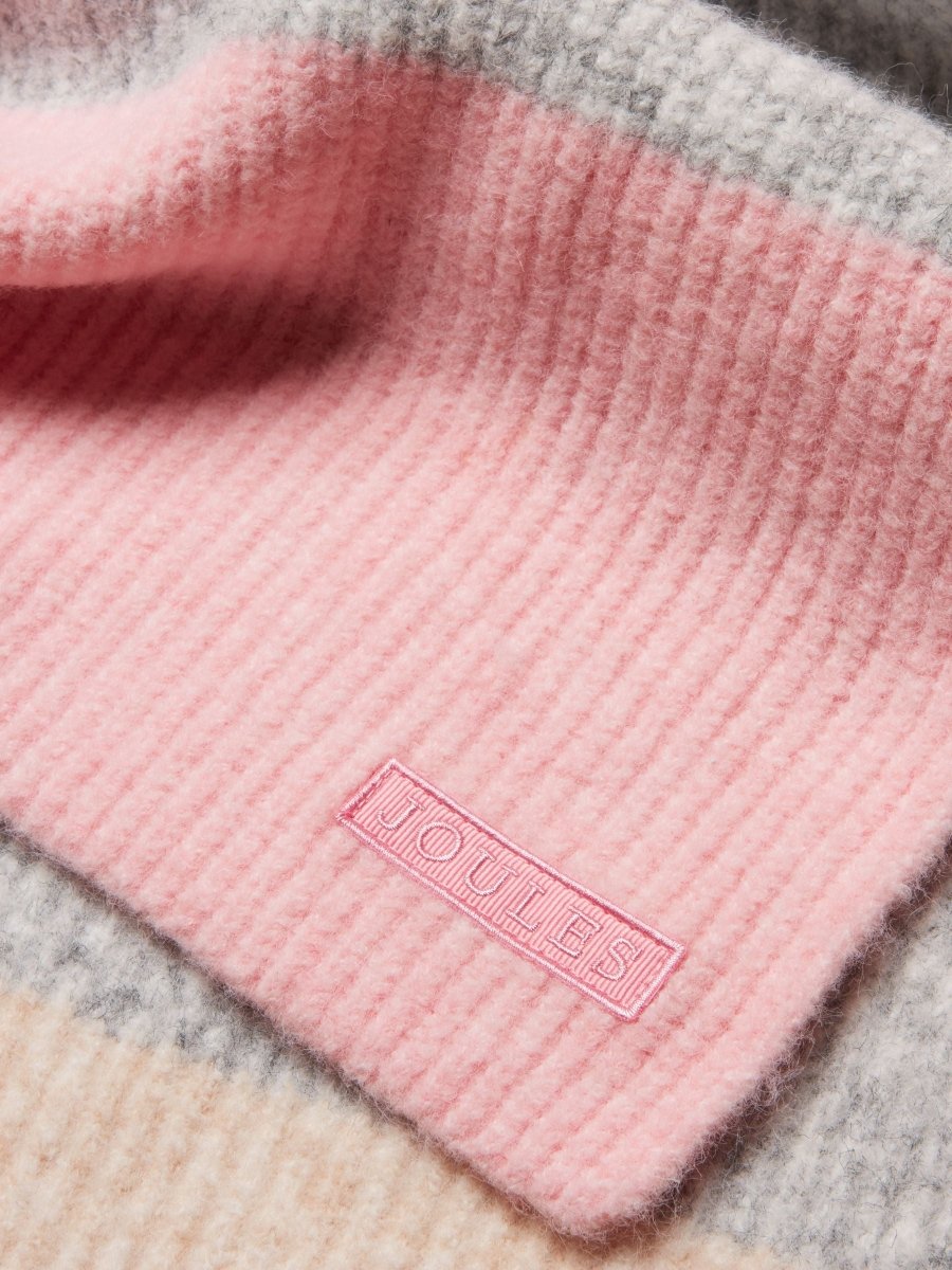 Popley Pink & Grey Stripe Scarf - RUTHERFORD & Co