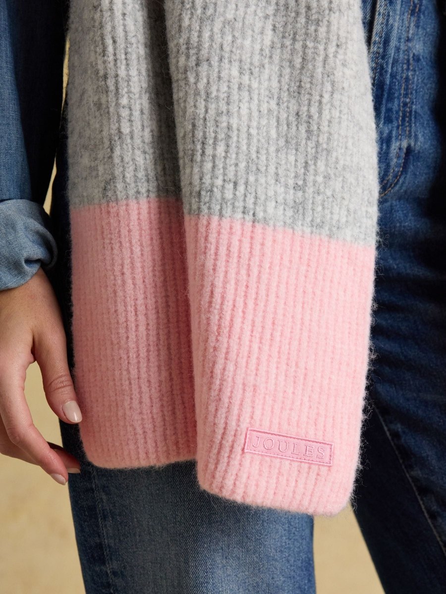 Popley Pink & Grey Stripe Scarf - RUTHERFORD & Co