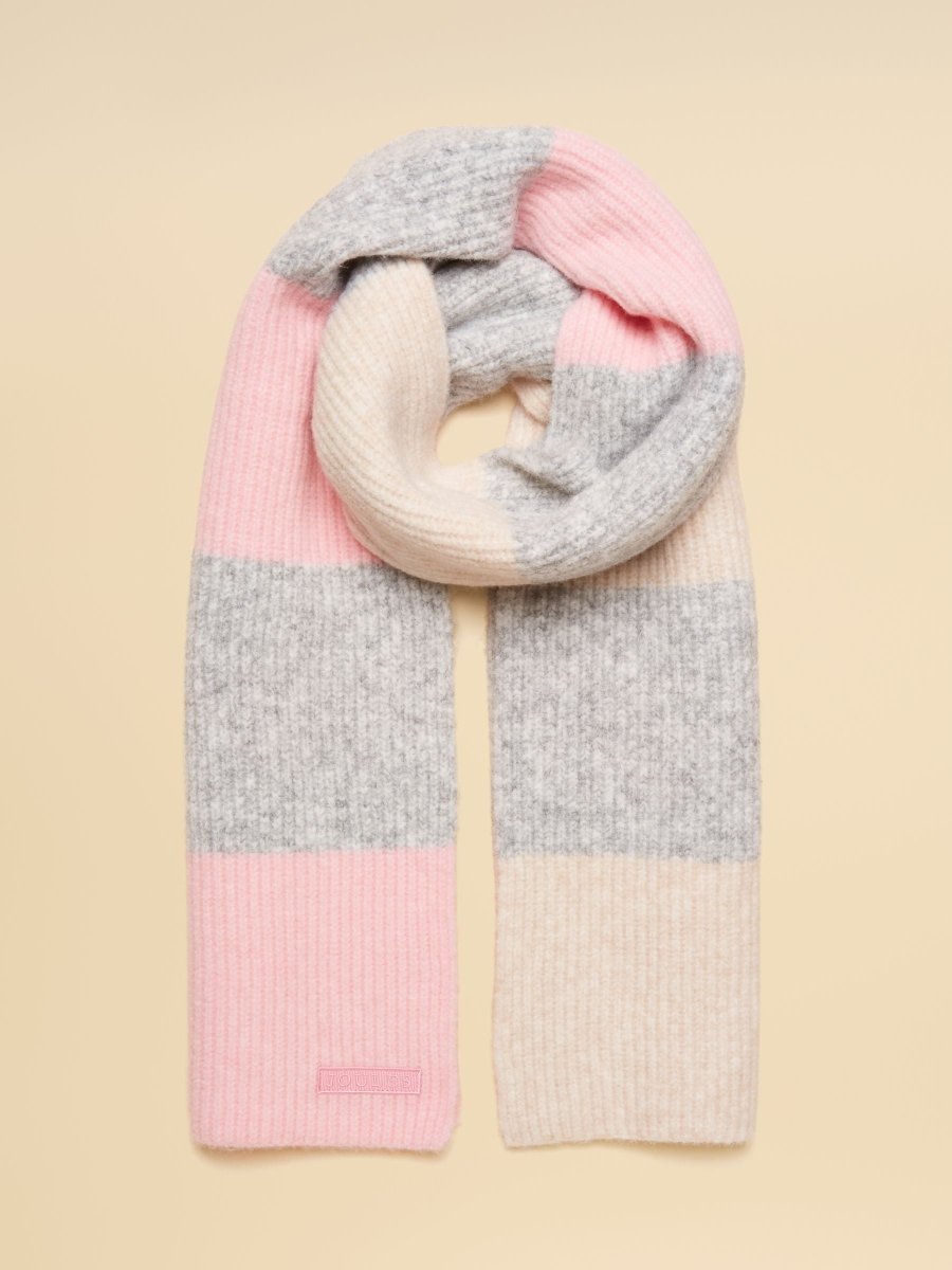Popley Pink & Grey Stripe Scarf - RUTHERFORD & Co