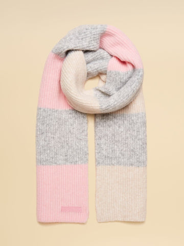 Popley Pink & Grey Stripe Scarf - RUTHERFORD & Co