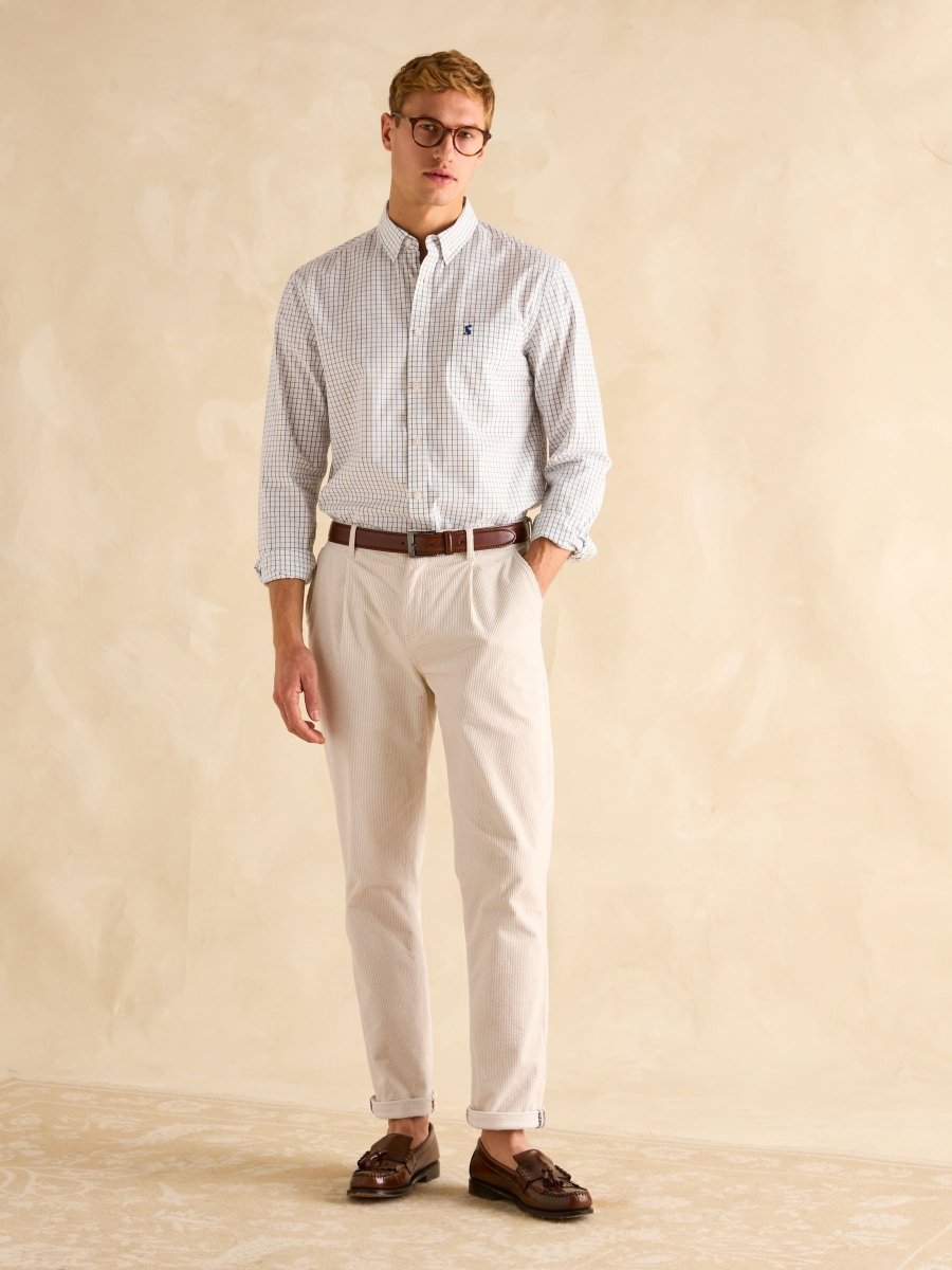 Poplin Blue & Green Check Classic Fit Shirt - RUTHERFORD & Co