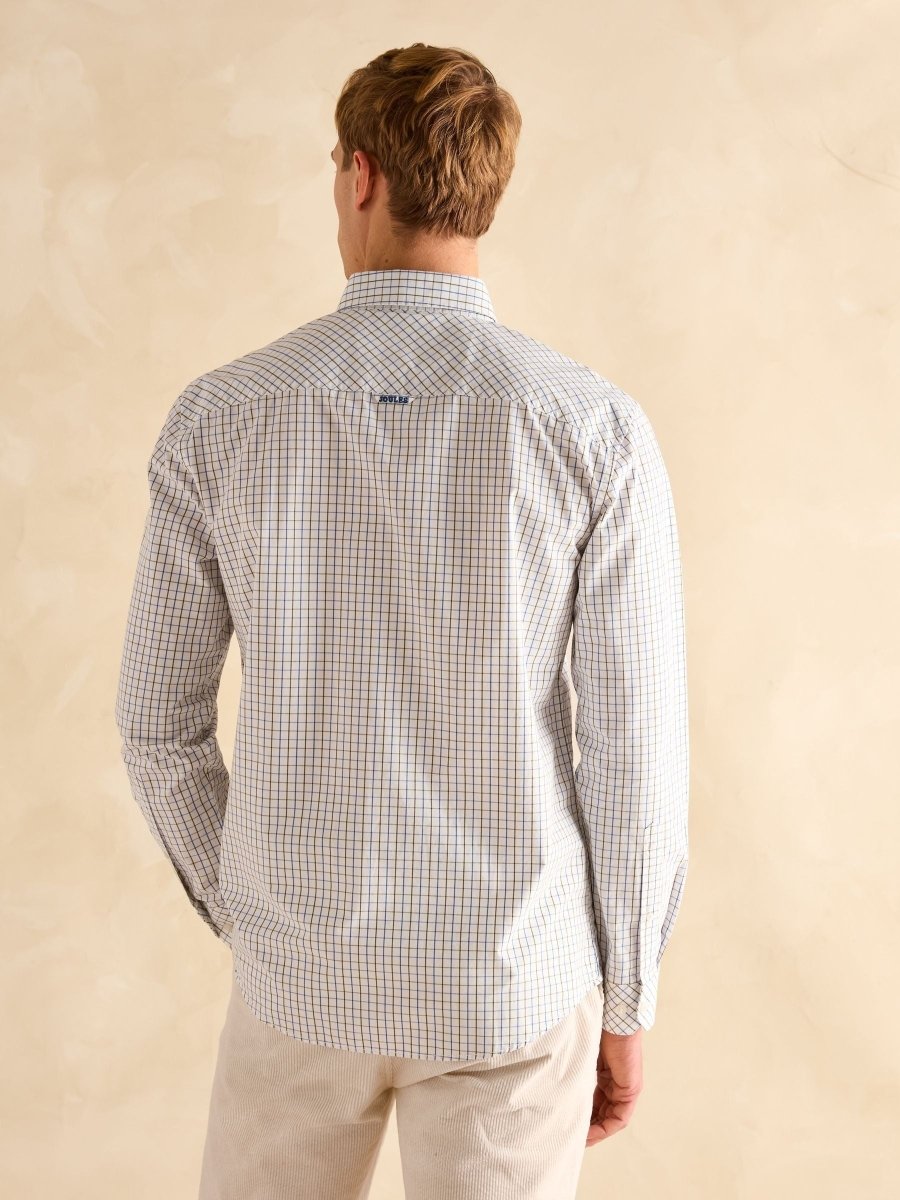 Poplin Blue & Green Check Classic Fit Shirt - RUTHERFORD & Co