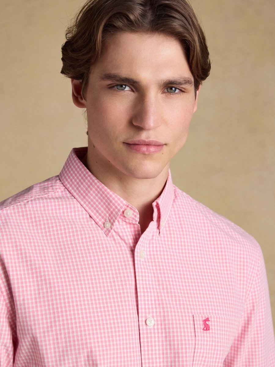 Poplin Pink Gingham Check Classic Fit Shirt - RUTHERFORD & Co