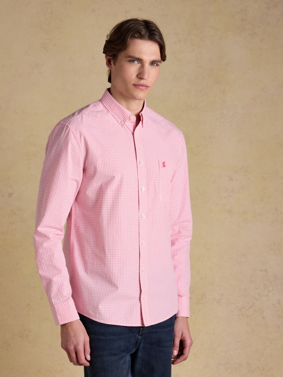 Poplin Pink Gingham Check Classic Fit Shirt - RUTHERFORD & Co