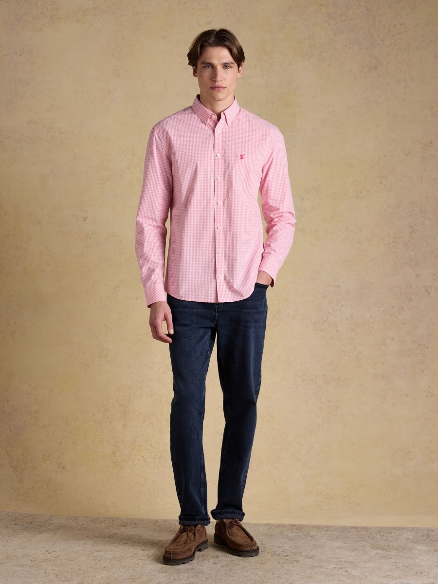 Poplin Pink Gingham Check Classic Fit Shirt - RUTHERFORD & Co