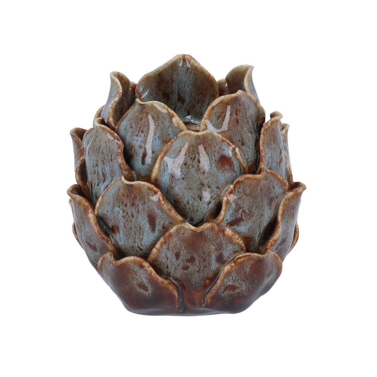 Porcelain T-Lite 10cm – Blue/Brown Reactive Glaze Artichoke - RUTHERFORD & Co
