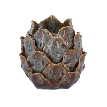 Porcelain T-Lite 10cm – Blue/Brown Reactive Glaze Artichoke - RUTHERFORD & Co