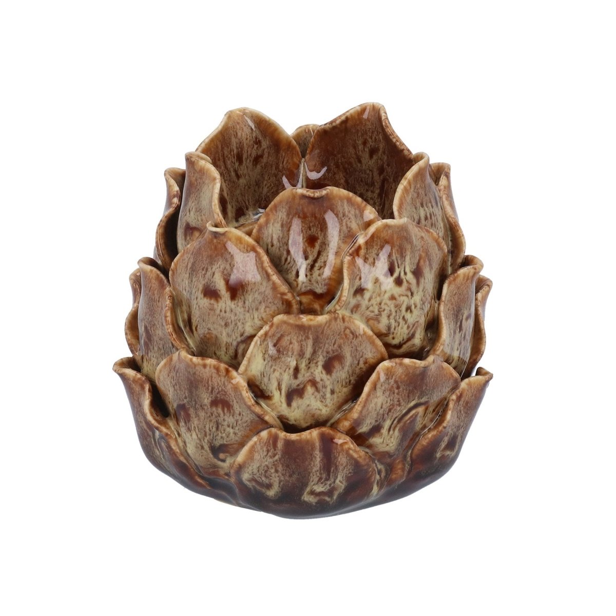 Porcelain T-Lite 10cm - Brown Reactive Glaze Artichoke - RUTHERFORD & Co