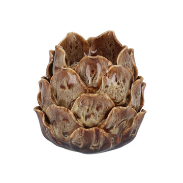 Porcelain T-Lite 10cm - Brown Reactive Glaze Artichoke - RUTHERFORD & Co