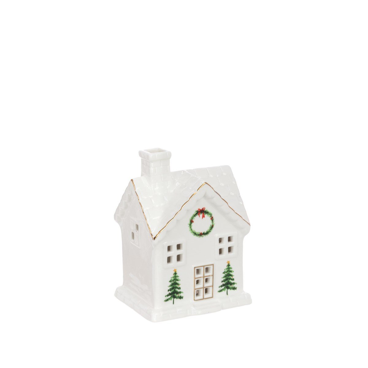 Porcelain Wreath House Battery Operated (Small) - RUTHERFORD & Co