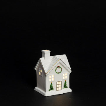 Porcelain Wreath House Battery Operated (Small) - RUTHERFORD & Co